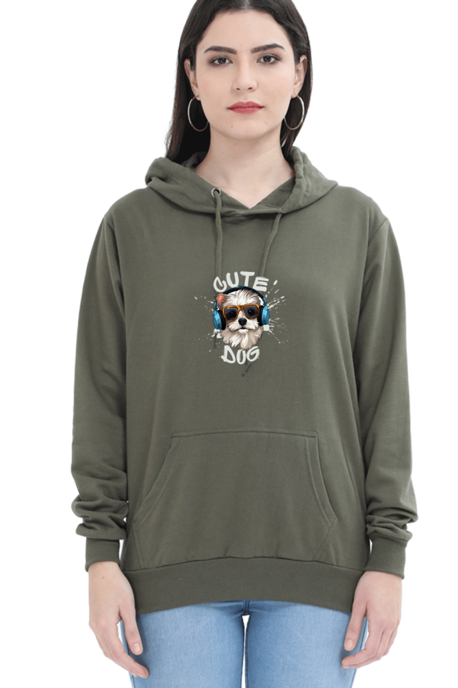 Outer Woods Women's Cute Dog Graphic Printed Hooded Sweatshirt