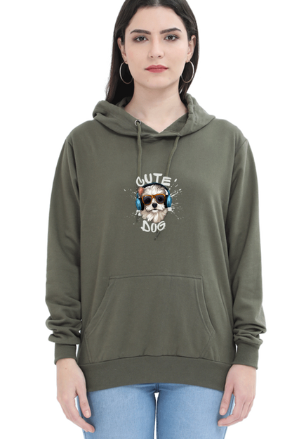 Outer Woods Women's Cute Dog Graphic Printed Hooded Sweatshirt