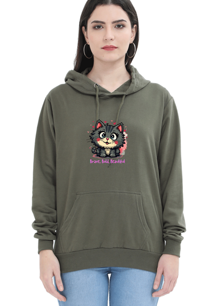 Outer Woods Women's Brave Bold Beautiful Graphic Printed Hooded Sweatshirt