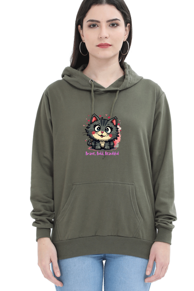 Outer Woods Women's Brave Bold Beautiful Graphic Printed Hooded Sweatshirt