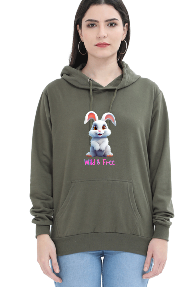 Outer Woods Women's Wild and Free Graphic Printed Hooded Sweatshirt