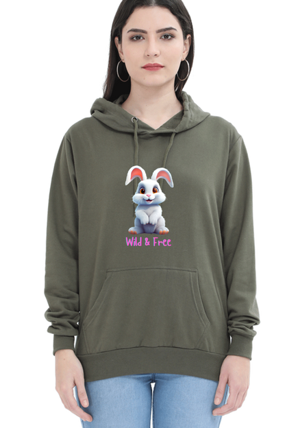 Outer Woods Women's Wild and Free Graphic Printed Hooded Sweatshirt