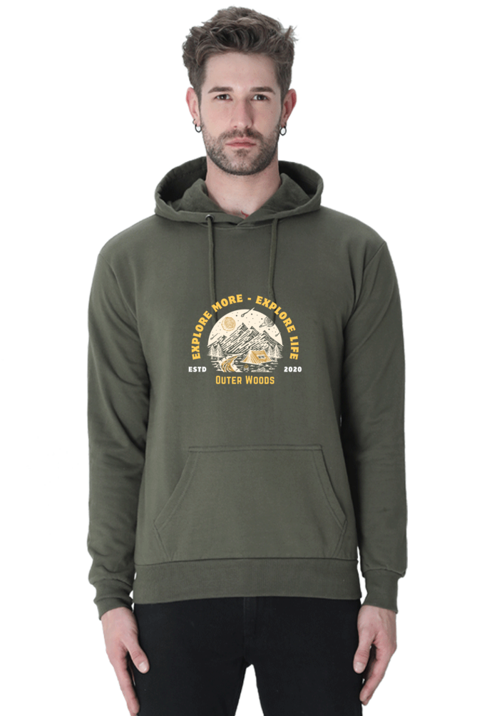 Outer Woods Men's Explore More Explore Life Graphic Printed Hooded Sweatshirt