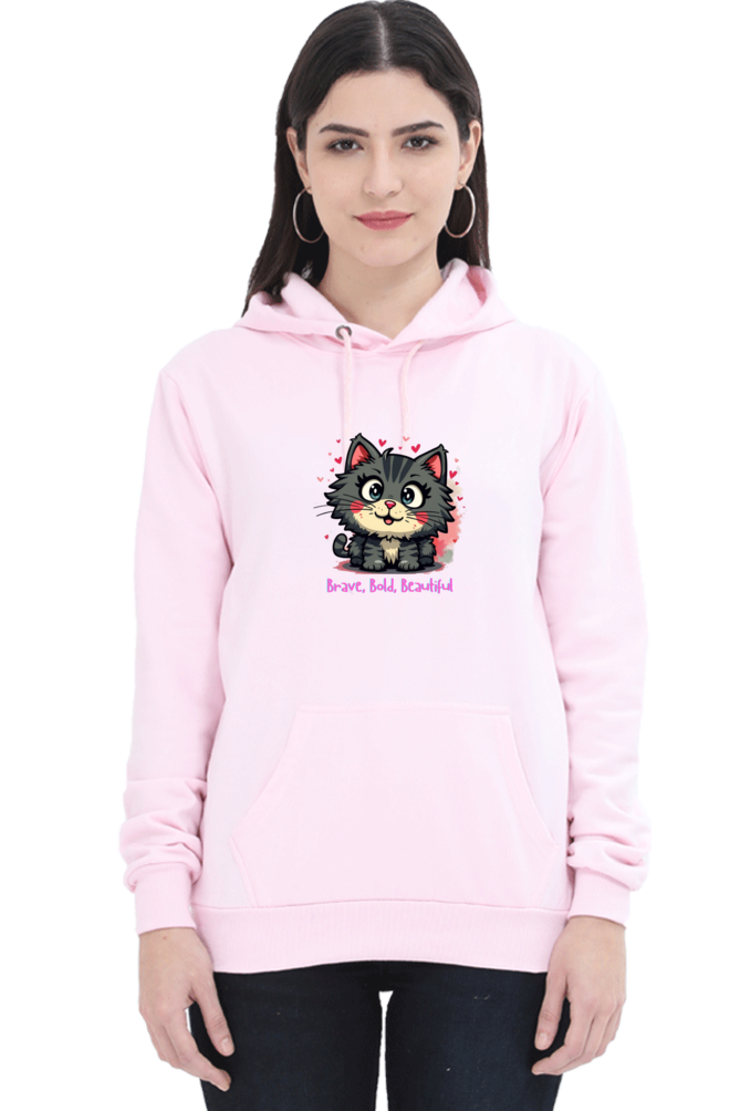 Outer Woods Women's Brave Bold Beautiful Graphic Printed Hooded Sweatshirt