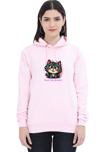 Outer Woods Women's Brave Bold Beautiful Graphic Printed Hooded Sweatshirt