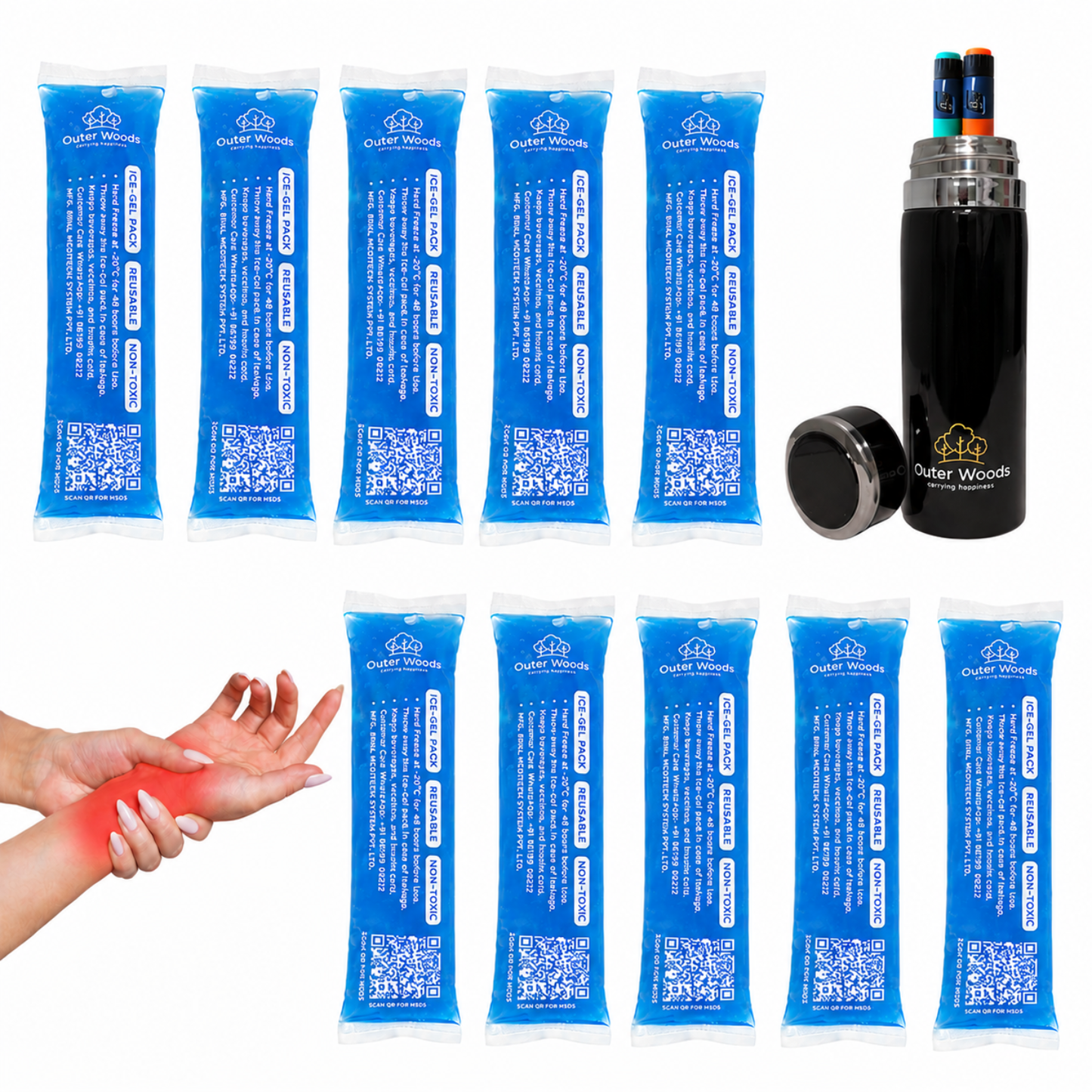 Outer Woods Mini Ice Gel Packs 55ml | Non- Toxic | Ice Gel Packs for Insulin Bottles, Vaccines, Food & Drinks