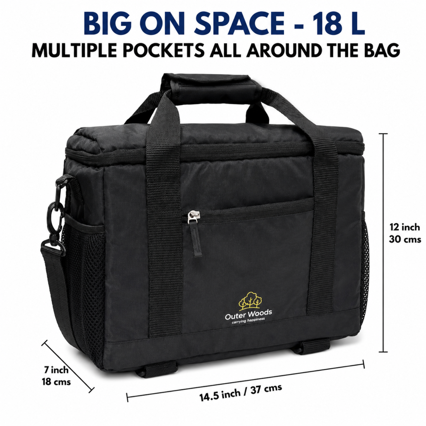 Outer Woods Insulated Vaccine Carrier Bag | 12+ Hours Cooling | 18L Vaccine Cooler Bag | 6 x 250ml Ice Gel Packs Included