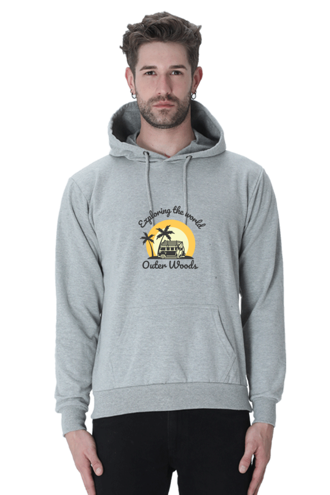  Outer Woods Men's Exploring The World Graphic Printed Hooded Sweatshirt
