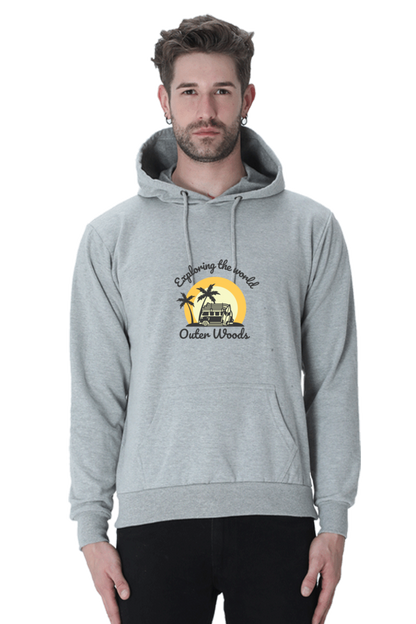  Outer Woods Men's Exploring The World Graphic Printed Hooded Sweatshirt