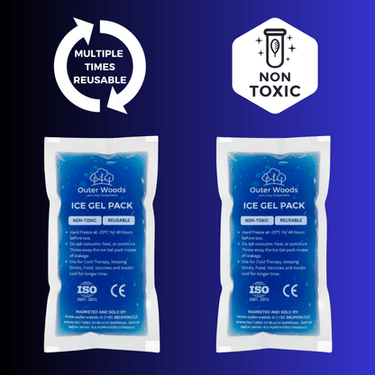 Outer Woods Ice Gel Packs 150ml | Set of 4 | Non-Toxic Leak-Proof Cold Gel Pads for Picnic, Travel, Vaccine, Insulin, Food & Drinks