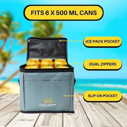 Outer Woods Insulated 6 Can Cooler Bag | Beer Cooler | Insulated Bag | Soft Cooler | Hot Cold Bag | Lunch Bag