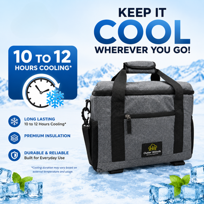 Outer Woods Insulated Vaccine Carrier Bag | 12+ Hours Cooling | 18L Vaccine Cooler Bag | 6 x 250ml Ice Gel Packs Included