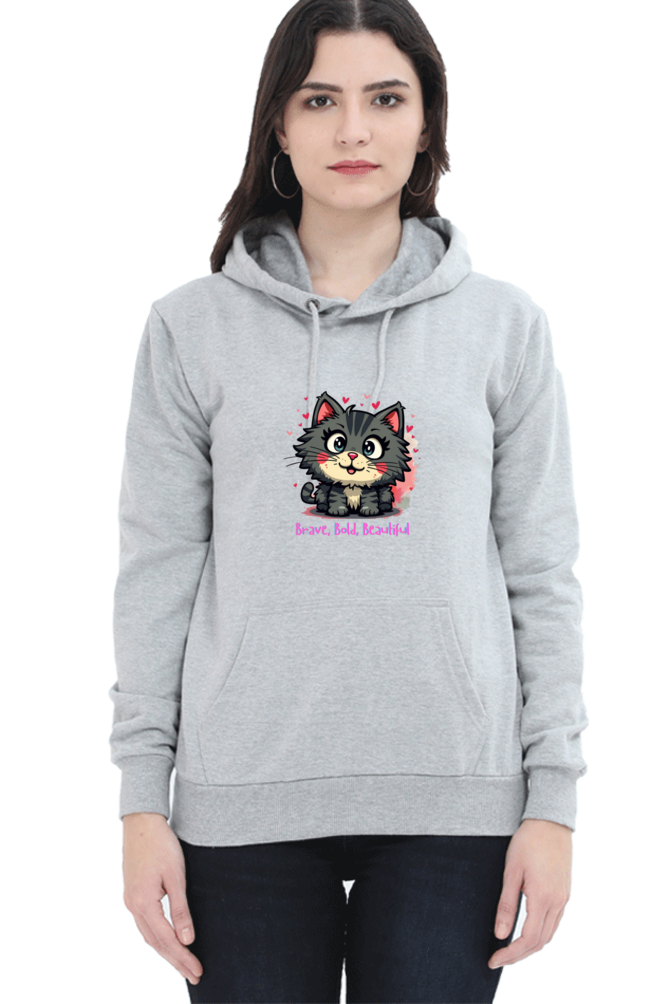 Outer Woods Women's Brave Bold Beautiful Graphic Printed Hooded Sweatshirt