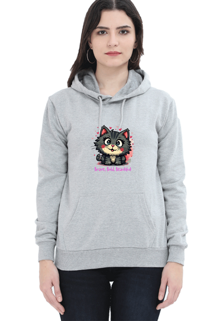 Outer Woods Women's Brave Bold Beautiful Graphic Printed Hooded Sweatshirt