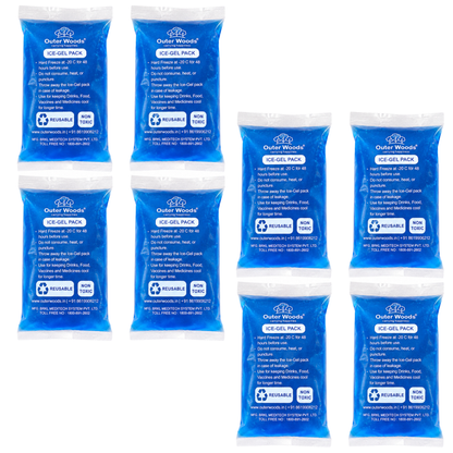 Outer Woods Ice Gel Packs 150ml Set | Non-Toxic Leak-Proof Cold Gel Pads for Picnic, Travel, Vaccine, Insulin, Food & Drinks