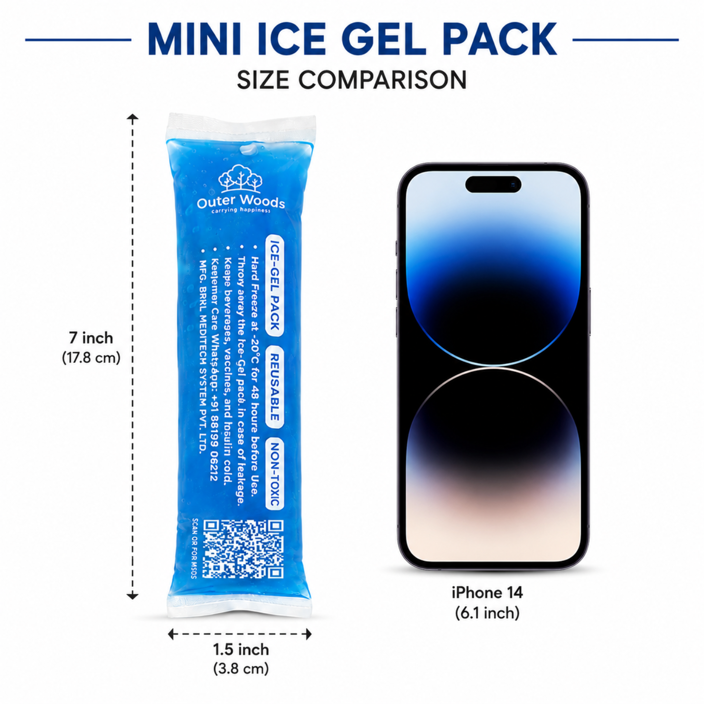 Outer Woods Mini Ice Gel Packs 55ml | Non- Toxic | Ice Gel Packs for Insulin Bottles, Vaccines, Food & Drinks