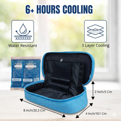 Outer Woods Insulated Insulin Cooler Bag | 6+ Hours Cooling | Compact Size | 2 x 100ml Ice Gel Packs Included