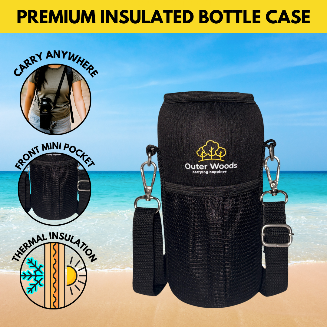 Outer Woods Premium Insulated Thermos Flask protective neoprene case close-up