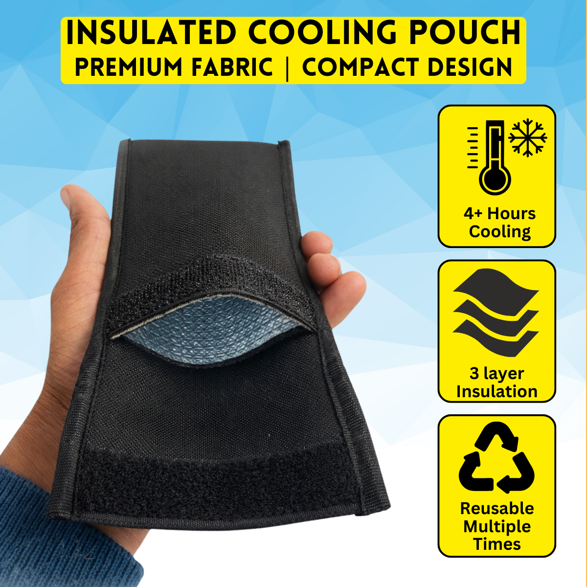 Outer Woods Insulin Cooler Pouch | 4+ Hours Cooling | Compact Size | 2 x 35ml Ice Gel Packs Included