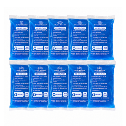 Outer Woods Ice Gel Packs 150ml Set | Non-Toxic Leak-Proof Cold Gel Pads for Picnic, Travel, Vaccine, Insulin, Food & Drinks