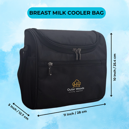 Outer Woods Insulated Breast Milk Cooler Bag | 6+ Hours Cooling | Fits 6 x 500ml Baby Bottles | 4 x 100ml Ice Gel Packs Included