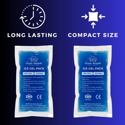 Outer Woods Ice Gel Packs 150ml | Set of 4 | Non-Toxic Leak-Proof Cold Gel Pads for Picnic, Travel, Vaccine, Insulin, Food & Drinks
