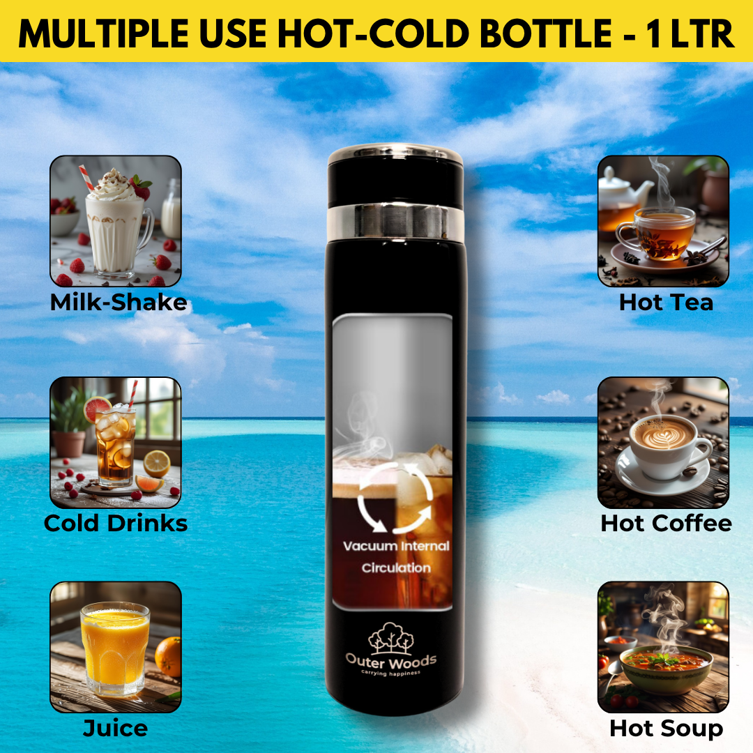 Outer Woods Premium Insulated Thermos Flask multiple use hot/cold bottle 