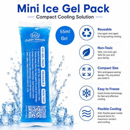 Outer Woods Mini Ice Gel Packs 55ml | Non- Toxic | Ice Gel Packs for Insulin Bottles, Vaccines, Food & Drinks