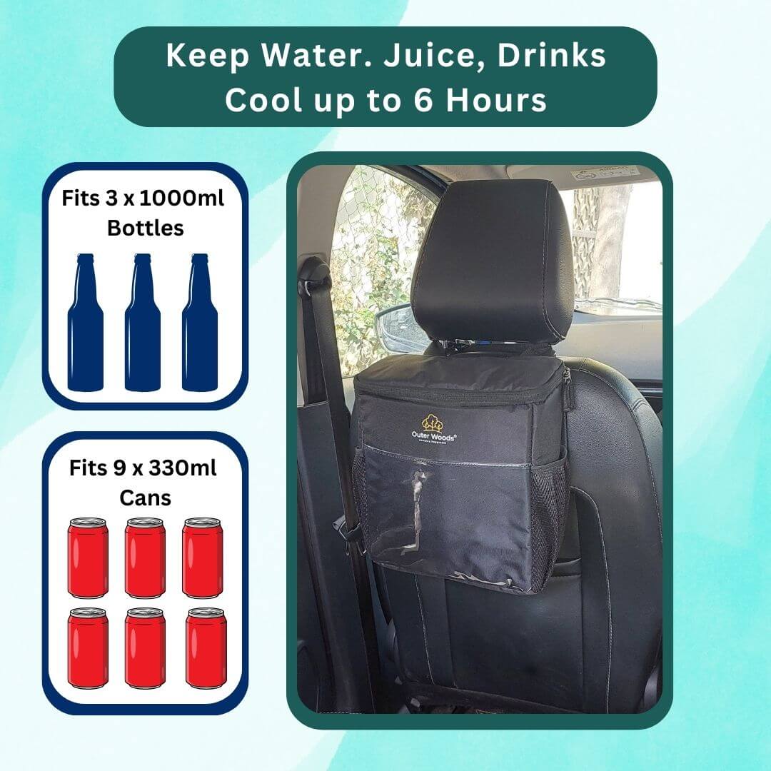 Outer Woods Insulated Cooler Bag for Cars & SUVs | Beverage Cooler Bag | Insulated Bag | Bottle Bag | Beer Cooler Bag | Hot Cold bag | Soft Cooler Bag | Car Accessories