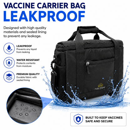 Outer Woods Insulated Vaccine Carrier Bag | 12+ Hours Cooling | 18L Vaccine Cooler Bag | 6 x 250ml Ice Gel Packs Included