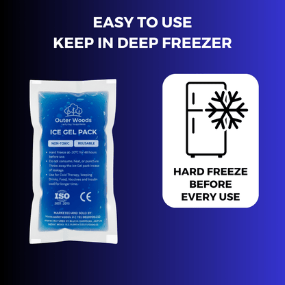 Outer Woods Ice Gel Packs 150ml | Set of 4 | Non-Toxic Leak-Proof Cold Gel Pads for Picnic, Travel, Vaccine, Insulin, Food & Drinks