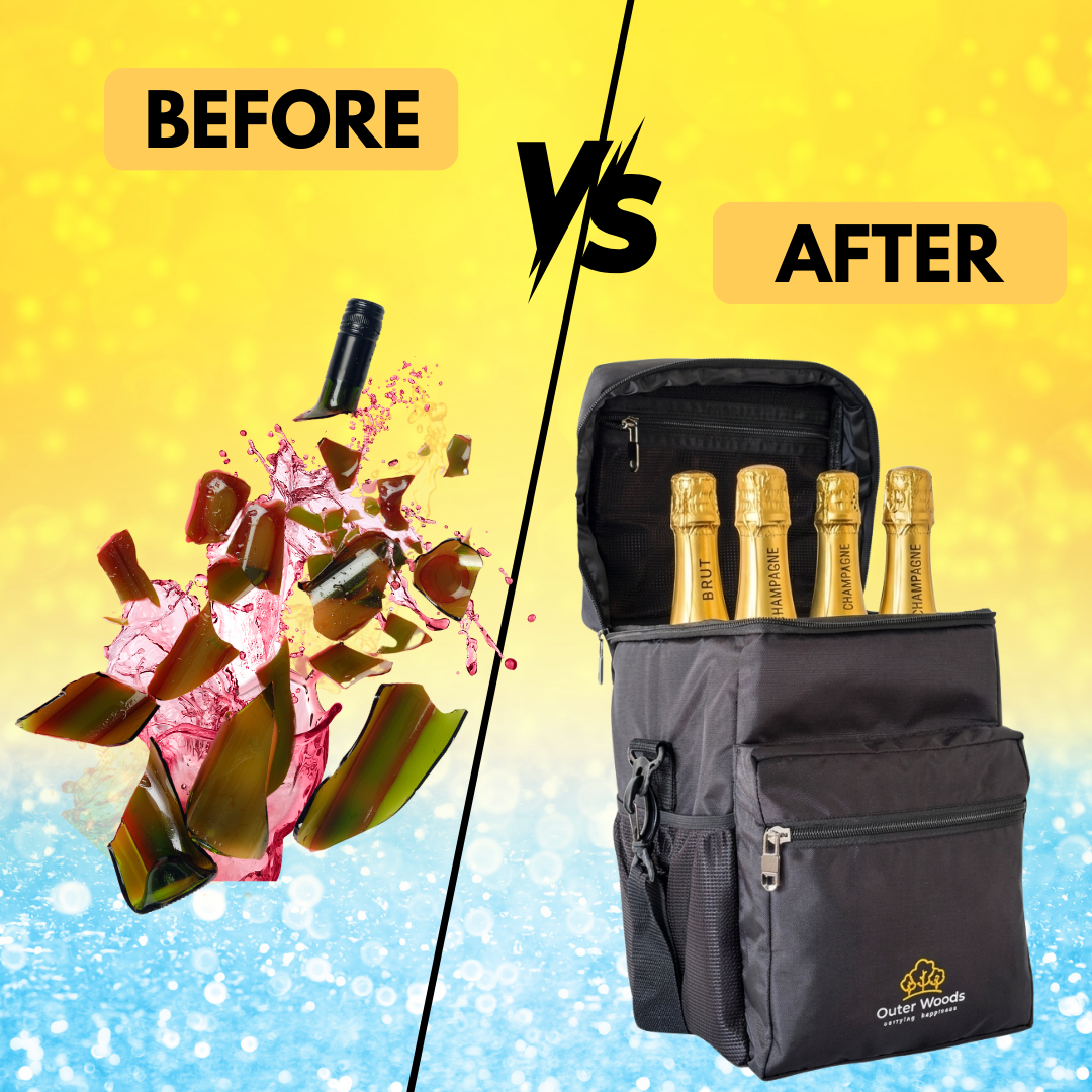 Outer Woods Insulated 4 Bottle Cooler Bag | 6+ Hours Cooling | Fits 4 x 1000ml Bottles | 4 x 100ml Ice Gel Packs Included