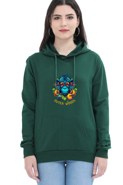 Outer Woods Women's Wild Monkey Graphic Printed Hooded Sweatshirt