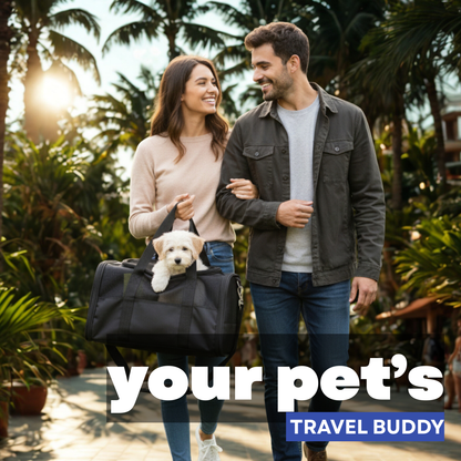 Pet Carrier Bag for Small Dogs and Cats | Breathable Mesh Travel Crate with Padded Shoulder Strap, Food Bowl & Soft Bottom | Foldable Design