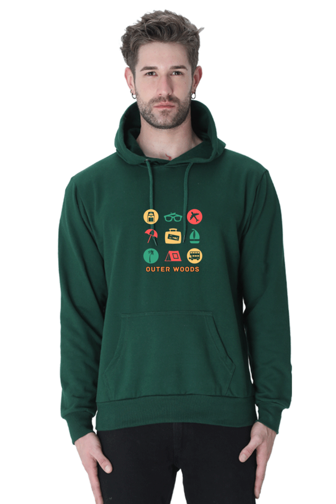 Outer Woods Men's Travel Graphic Printed Hooded Sweatshirt