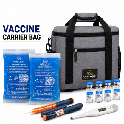 Outer Woods Insulated Vaccine Carrier Bag | 12+ Hours Cooling | 18L Vaccine Cooler Bag | 6 x 250ml Ice Gel Packs Included