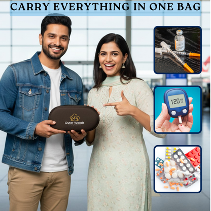 Outer Woods Insulin Cooler Bag Pro | 10+ Hours Cooling | Hard Case for Insulin Storage | 2 x 150ml Ice Gel Packs Included