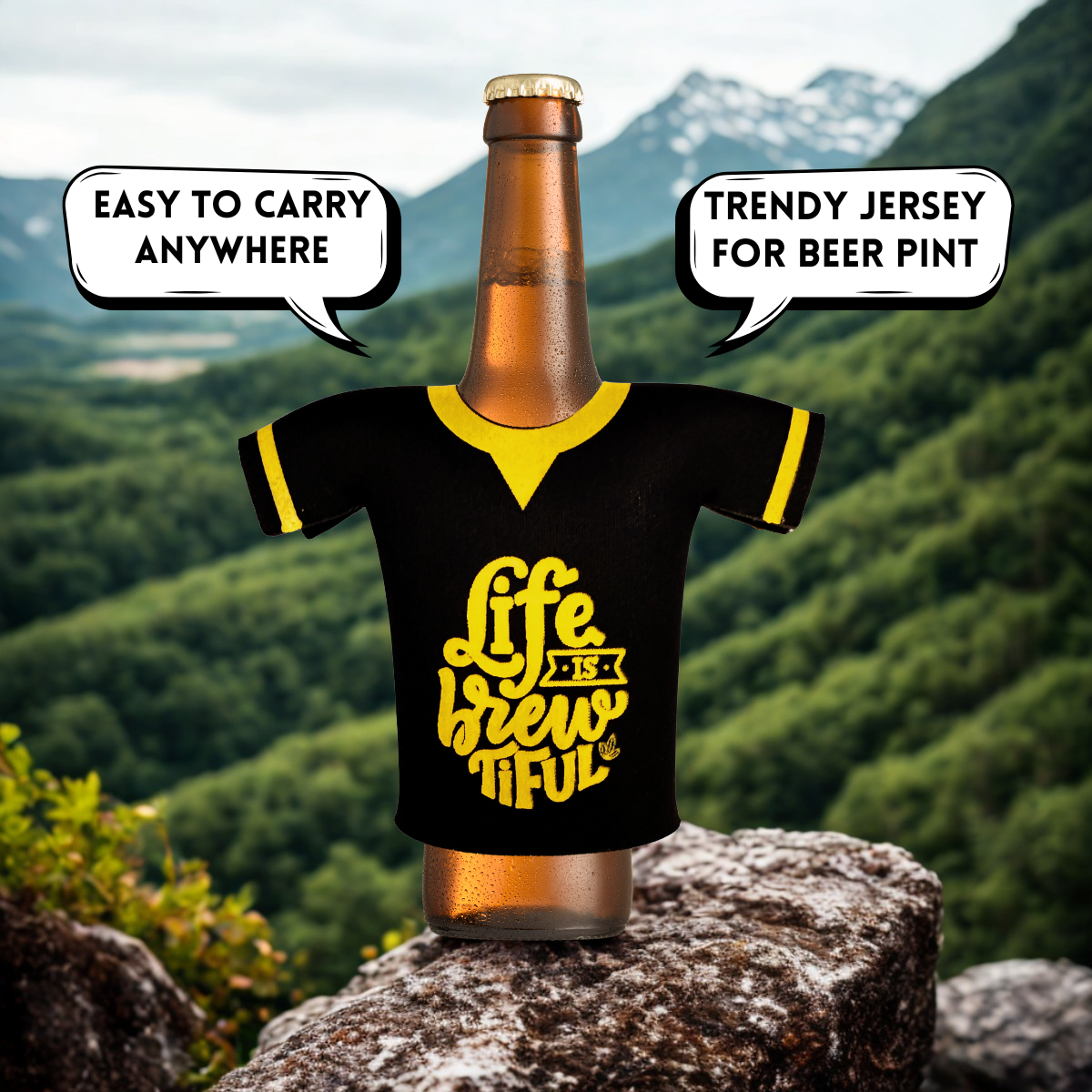 Outer Woods beer bottle coozie bottom view showing logo and reinforced base