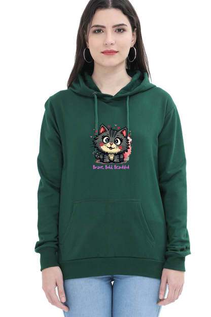 Outer Woods Women's Brave Bold Beautiful Graphic Printed Hooded Sweatshirt