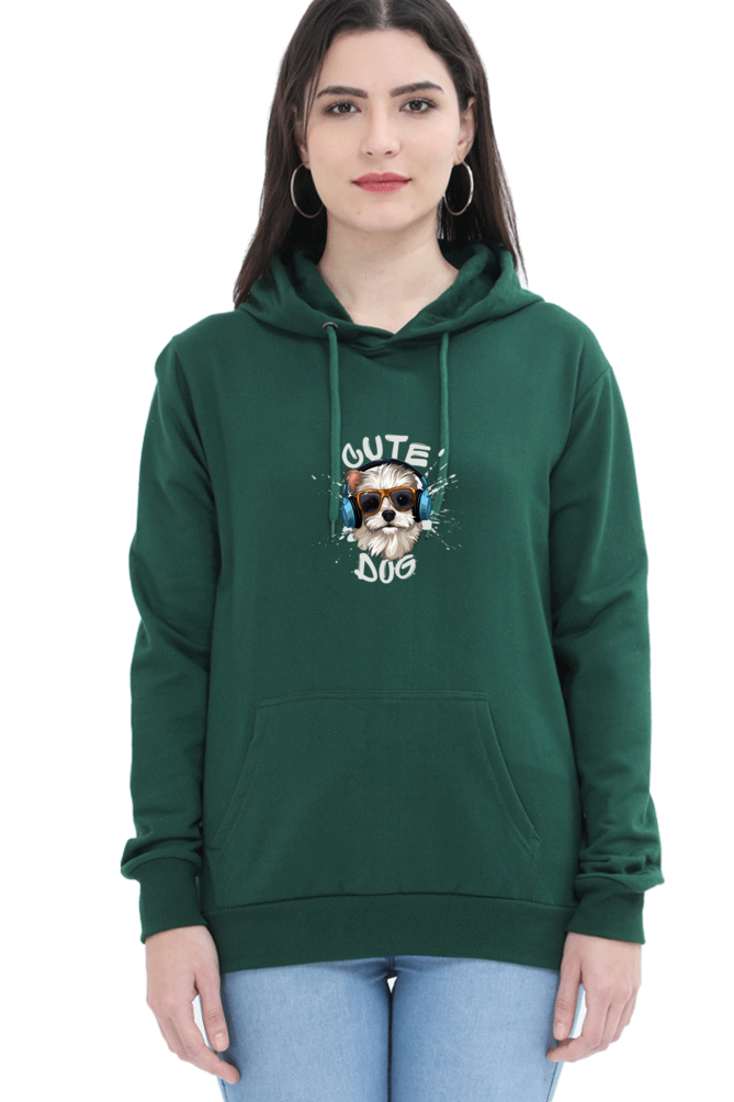 Outer Woods Women's Cute Dog Graphic Printed Hooded Sweatshirt