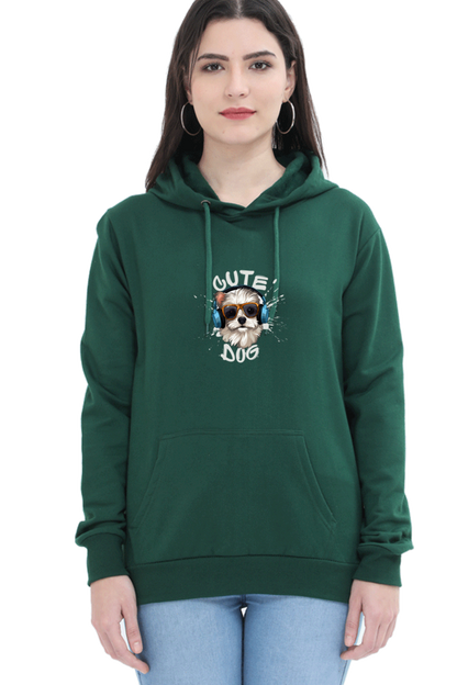 Outer Woods Women's Cute Dog Graphic Printed Hooded Sweatshirt