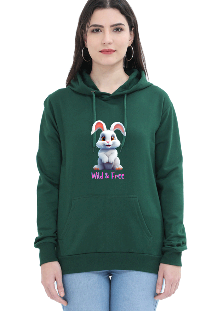 Outer Woods Women's Wild and Free Graphic Printed Hooded Sweatshirt