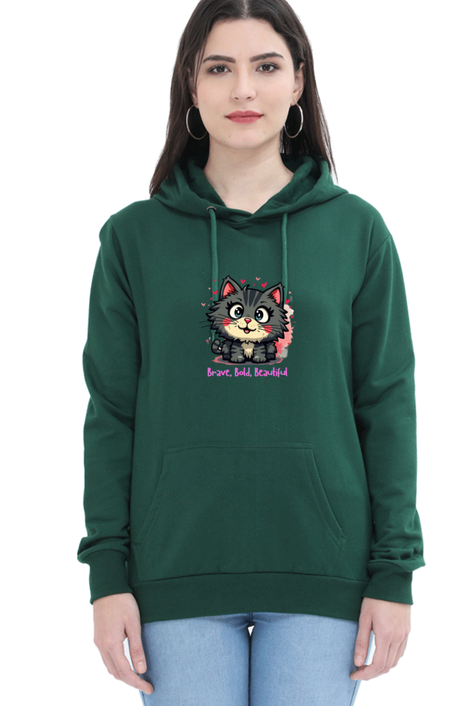 Outer Woods Women's Brave Bold Beautiful Graphic Printed Hooded Sweatshirt