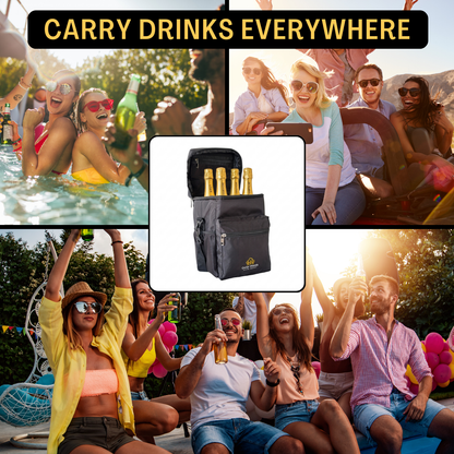 Outer Woods Insulated 4 Bottle Cooler Bag | 6+ Hours Cooling | Fits 4 x 1000ml Bottles | 4 x 100ml Ice Gel Packs Included