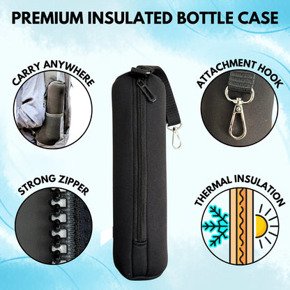 Outer Woods Insulin Cooler Bottle with Cover | 20+ Hours Cooling | Small Size 450ml Bottle | 6 x 35ml Ice Gel Packs Included