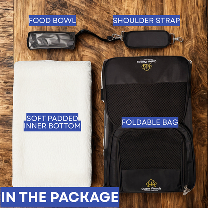 Pet Carrier Bag for Small Dogs and Cats | Breathable Mesh Travel Crate with Padded Shoulder Strap, Food Bowl & Soft Bottom | Foldable Design