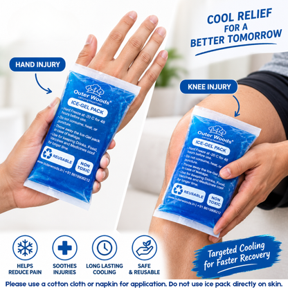 Outer Woods Ice Gel Packs 150ml Set | Non-Toxic Leak-Proof Cold Gel Pads for Picnic, Travel, Vaccine, Insulin, Food & Drinks