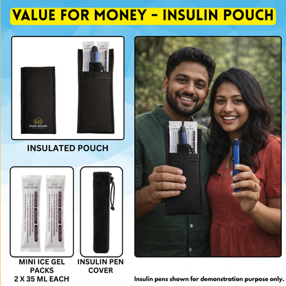 Outer Woods Insulin Cooler Pouch | 4+ Hours Cooling | Compact Size | 2 x 35ml Ice Gel Packs Included