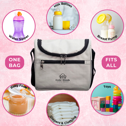 Outer Woods Insulated Breast Milk Cooler Bag | 6+ Hours Cooling | Fits 6 x 500ml Baby Bottles | 4 x 100ml Ice Gel Packs Included