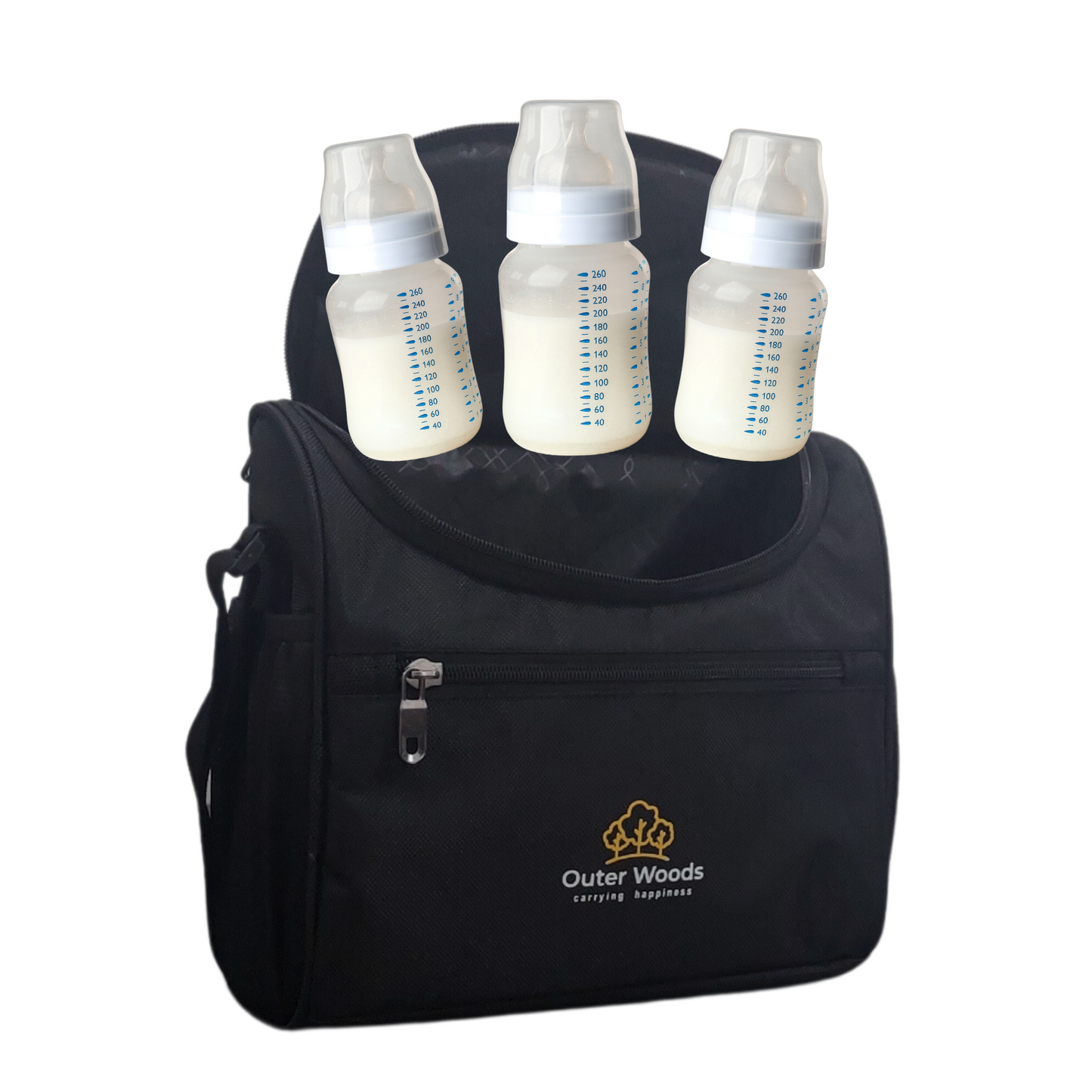 Outer Woods Insulated Breast Milk Cooler Bag | 6+ Hours Cooling | Fits 6 x 500ml Baby Bottles | 4 x 100ml Ice Gel Packs Included